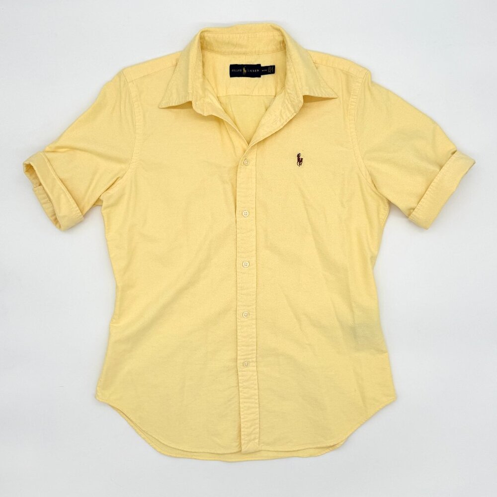 Ralph Lauren Yellow button-up Short-sleeved Women's top Polo, Size M